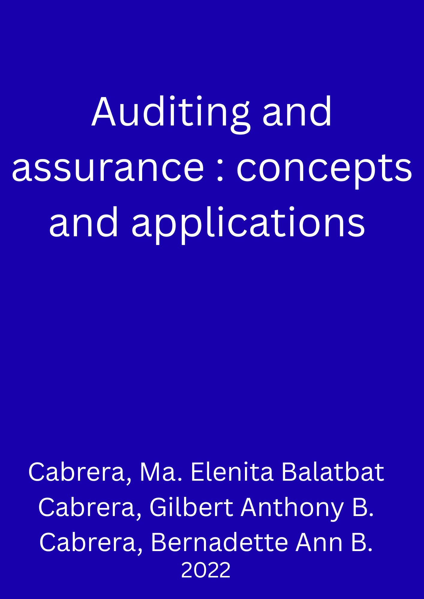 SBLC - Auditing and assurance : concepts and applications